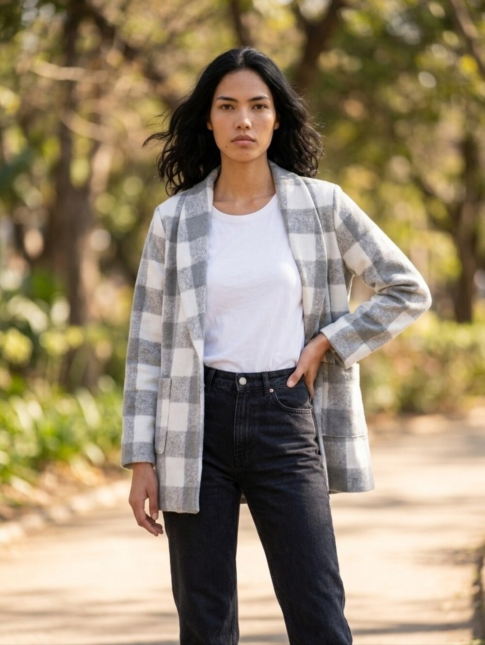 Classic Plaid Jacket— Gray & White